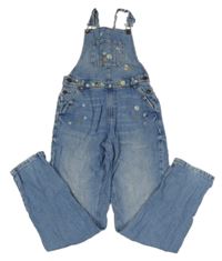 Světlemodré laclové rifle s vyšitými květinami M&S