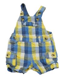 Modro-bílo-žlutý kostkovaný kraťasový overal Mini Club Baby 