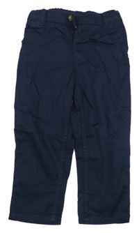 Tmavomodré plátenné nohavice H&M