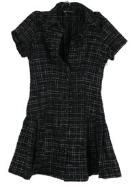 Dámske čierno-biele kockované prepínaci šaty s golierikom Zara