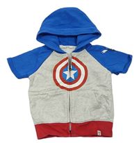 Sivo-modrá tepláková prepínaci vesta s kapucí - Captain America