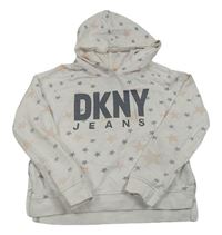 Biela mikina s hviezdami a kapucňou DKNY