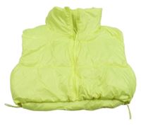 Neónově žltá šušťáková zateplená crop vesta