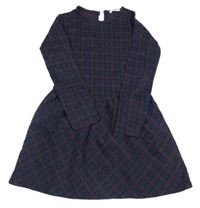 Tmavomodro-růžové kostkované úpletové šaty Mango