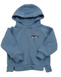 Modrá mikina s velrybou s kapucňou Reserved