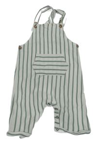 Bielo-zelené pruhované rebrované na traké kraťasy s vreckom George