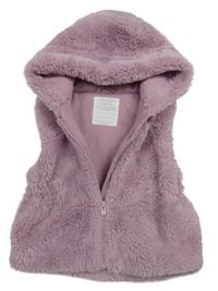Lila kožušinová zateplená vesta s kapucňou Primark