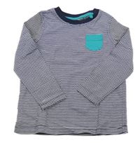 Bielo-tmavomodré pruhované tričko Lupilu