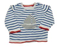 Bielo-modrý pruhovaný ľahký sveter s lodí Next