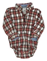 Bielo-červeno-čierne kockované košeľové body Carter's