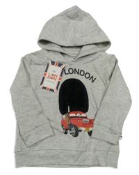 Nové - Šedé triko s čepicí, autem a kapucí 