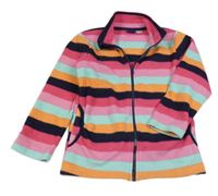 Ružovo-farebná pruhovaná prepínaci fleecová mikina Lupilu