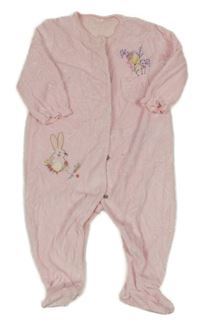 Svetloružový zamatový overal s kvietkami Next