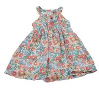 Bielo-modro-červené kvetované šifónové šaty Kiki&Koko