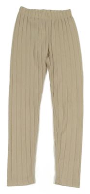 Svetlobéžové rebrované ľahké úpletové nohavice Shein