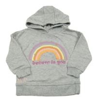 Šedá mikina s duhou a kapucí Primark