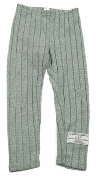 Světlezeleno-šedé melírované úpletové žebrované legíny s nášivkou Shein