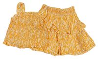 2set - Oranžovo-biela vzorovaná sukně + žabičkový top F&F