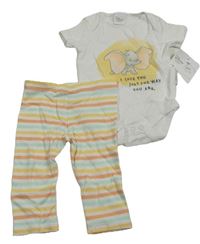 2x - Bílé body s Dumbem + pruhované tepláky Disney 
