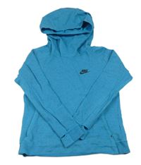 Tyrkysovo-sivá melírovaná mikina s logom a kapucňou Nike