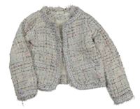 Bielo-farebný vzorovaný pletený cardigán