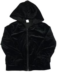 Čierna zamatová prepínaci mikina s kapucňou Shein