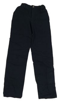 Tmavomodré plátěné chino kalhoty H&M