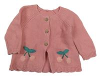 Ružový prepínaci sveter s třešničkami Tu