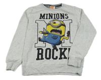 Sivá melírovaná mikina s Mimoněm Next