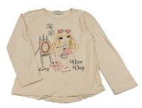 Broskvové tričko s dievčatkom LC Waikiki