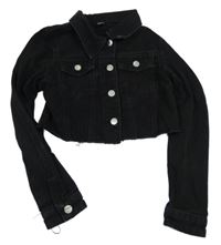 Čierna crop rifľová bunda Shein