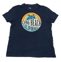 Tmavomodré tričko s nápisom a palmami Pepperts