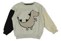 Sivo-čierno-smotanová mikina s drakom George