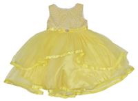 Žlté tylové šaty so stuhou Sunny Fashion