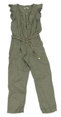 Khaki kalhotový overal s páskem Gémo