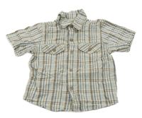 Béžovo-modrá kostkovaná košile s pejsky DopoDopo 