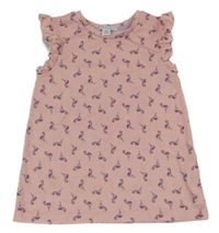 Svetloružový top s plameňáky Primark