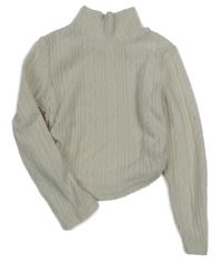 Smotanový vzorovaný crop sveter s rolákom Shein