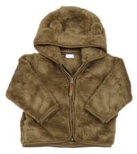 Hnědá chlupatá propínací mikina s kapucí H&M