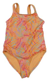 Oranžové jednodielne plavky so vzorom Primark