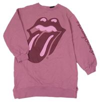 Světlepurpurová mikinová tunika s potiskem The Rolling Stones Zara 