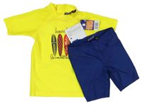 2Set - Žlté UV tričko so surfy + tmavomodré UV kraťasy lupilu