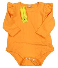 Oranžové rebrované body s volánikmi SHEIN
