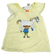 Bielo-žlté pruhované tričko s Pippi zn. H&M