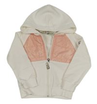 Bielo-svetloružová prepínaci mikina s nášivkou a kapucňou Moncler