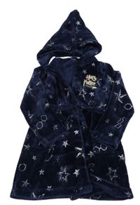 Tmavomodrý plyšový župan s bleskami a hviezdičkami a brýlemi - Harry Potter zn. Matalan