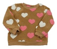 Hnedý sveter s ružovo-bielými srdiečkami George