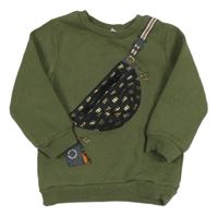 Khaki mikina s ledvinkou/kapsou RIVER ISLAND