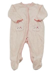 Světlerůžový sametový overal se srdíčky a čumáčky/kapsami C&A