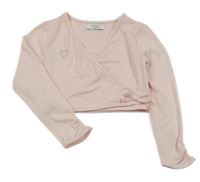 Světlerůžové zavinovací propínací bolérko so srdiečkom a mašlou PRIMARK